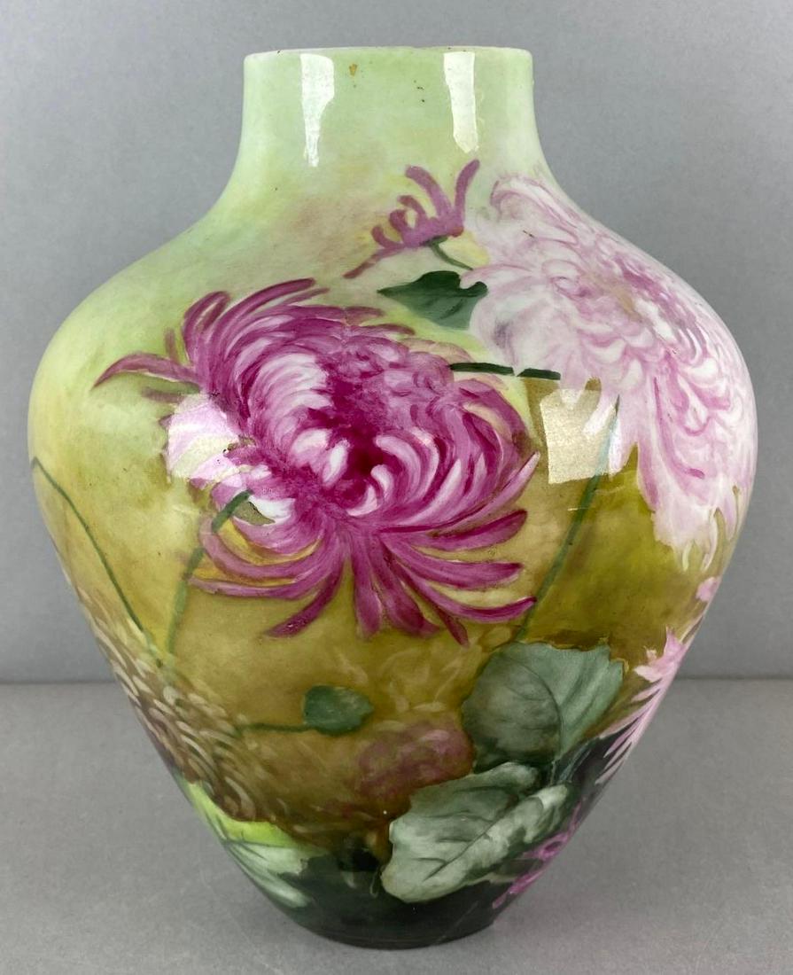 Antique Hand Painted Porcelain Vase with Open Rose Motif (1 of 4)