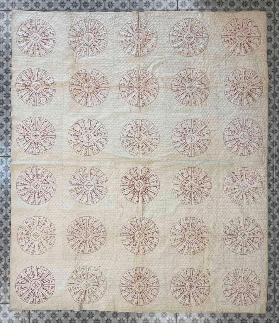 Antique Embroidered Pinwheel Friendship Quilt (1 of 6)