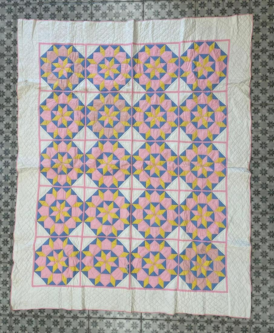 Antique Hand Stitched Star Pattern Quilt (1 of 3)