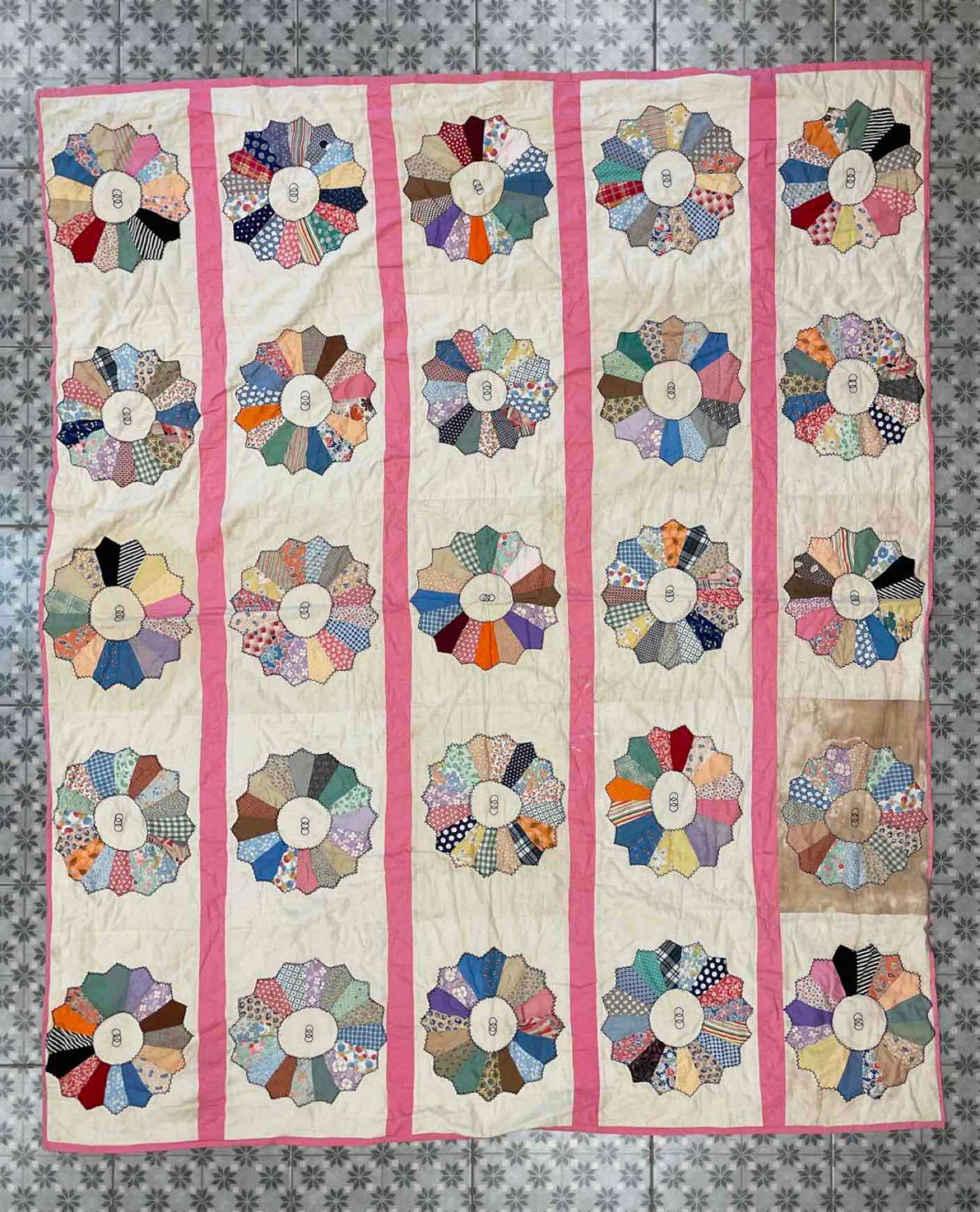 Antique Hand Stitched Pinwheel Pattern Quilt (1 of 4)