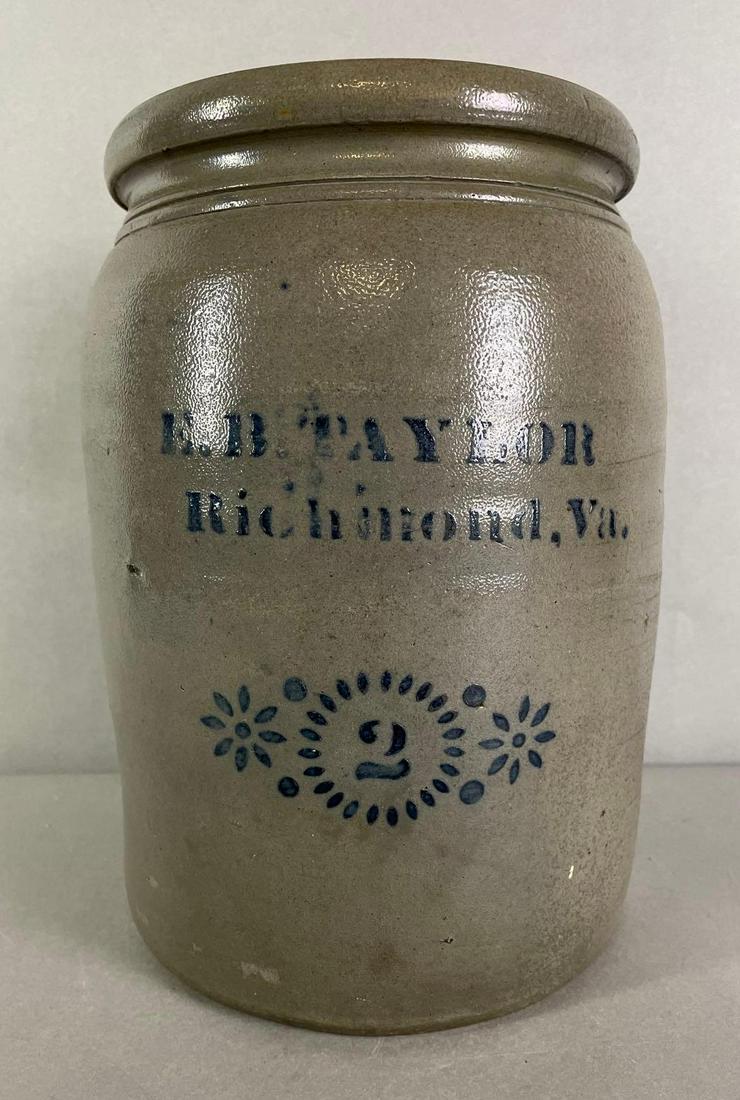 E.B. Taylor Richmond VA 2 Gallon Salt Glaze Crock (1 of 4)