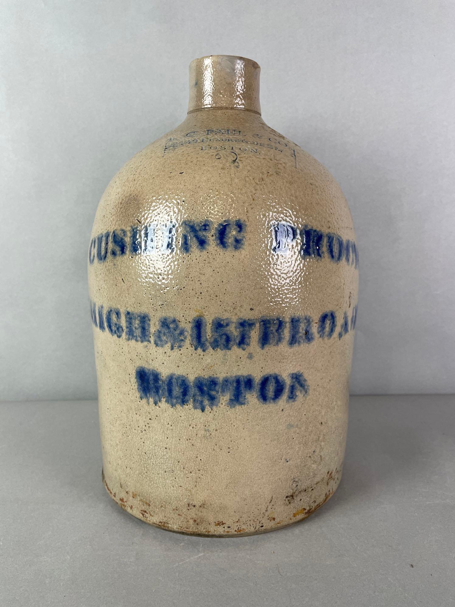 The Cushing Process Co Boston 2 Gallon Salt Glaze Advertising Jug (1 of 7)
