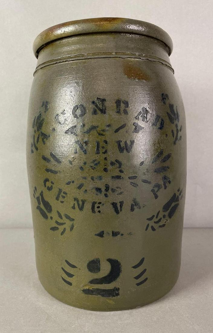 A. Conrad New Geneva PA 2 Gallon Salt Glaze Crock (1 of 6)