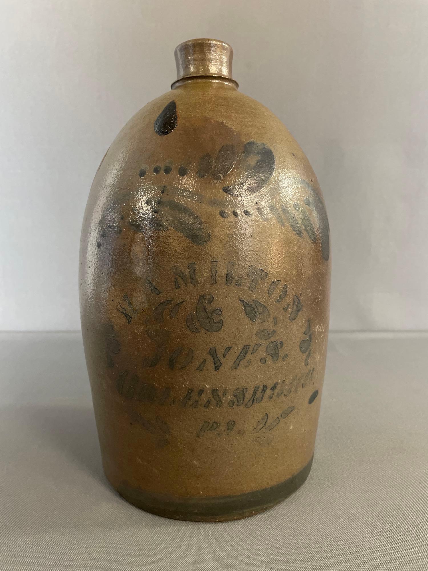 Hamilton and Jones Greensboro, PA Salt Glaze Jug with Cobalt Decoration (1 of 7)