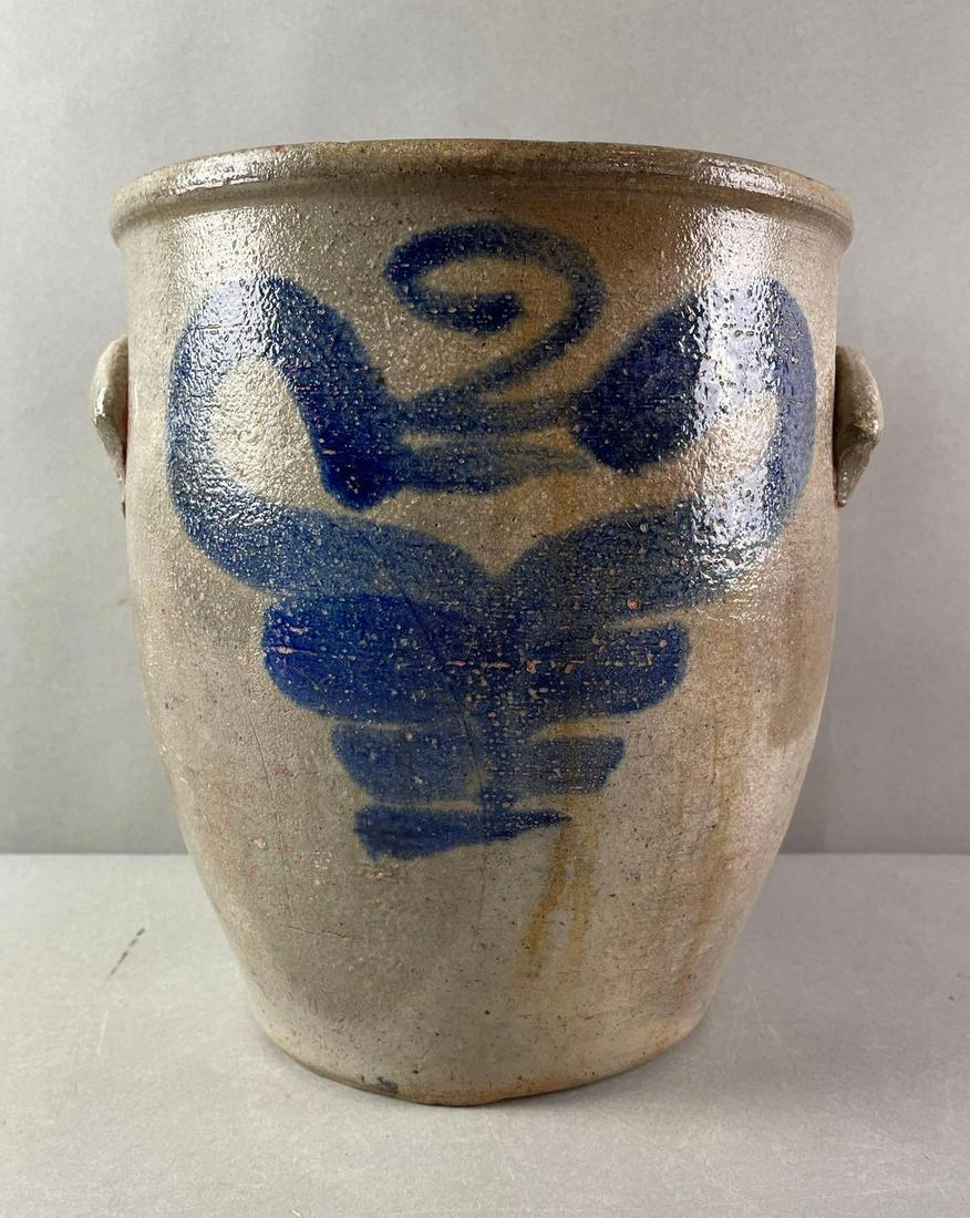 2 Gallon Salt Glaze Ovoid Crock with Cobalt Decoration (1 of 6)