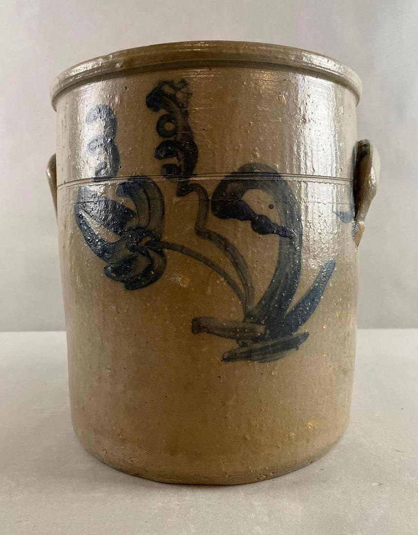 3 Gallon Salt Glaze Crock with Cobalt Flower (1 of 8)