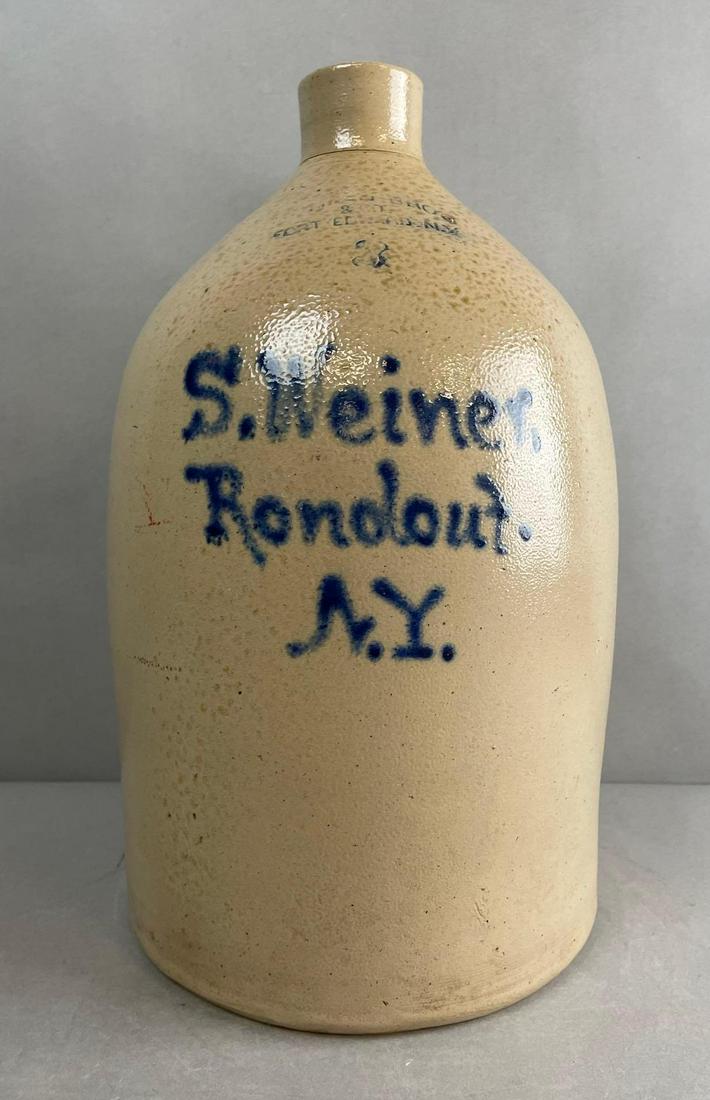 S. Weiner Rondout NY 3 Gallon Advertising Jug - Ottman Bros Fort Edwards NY (1 of 7)