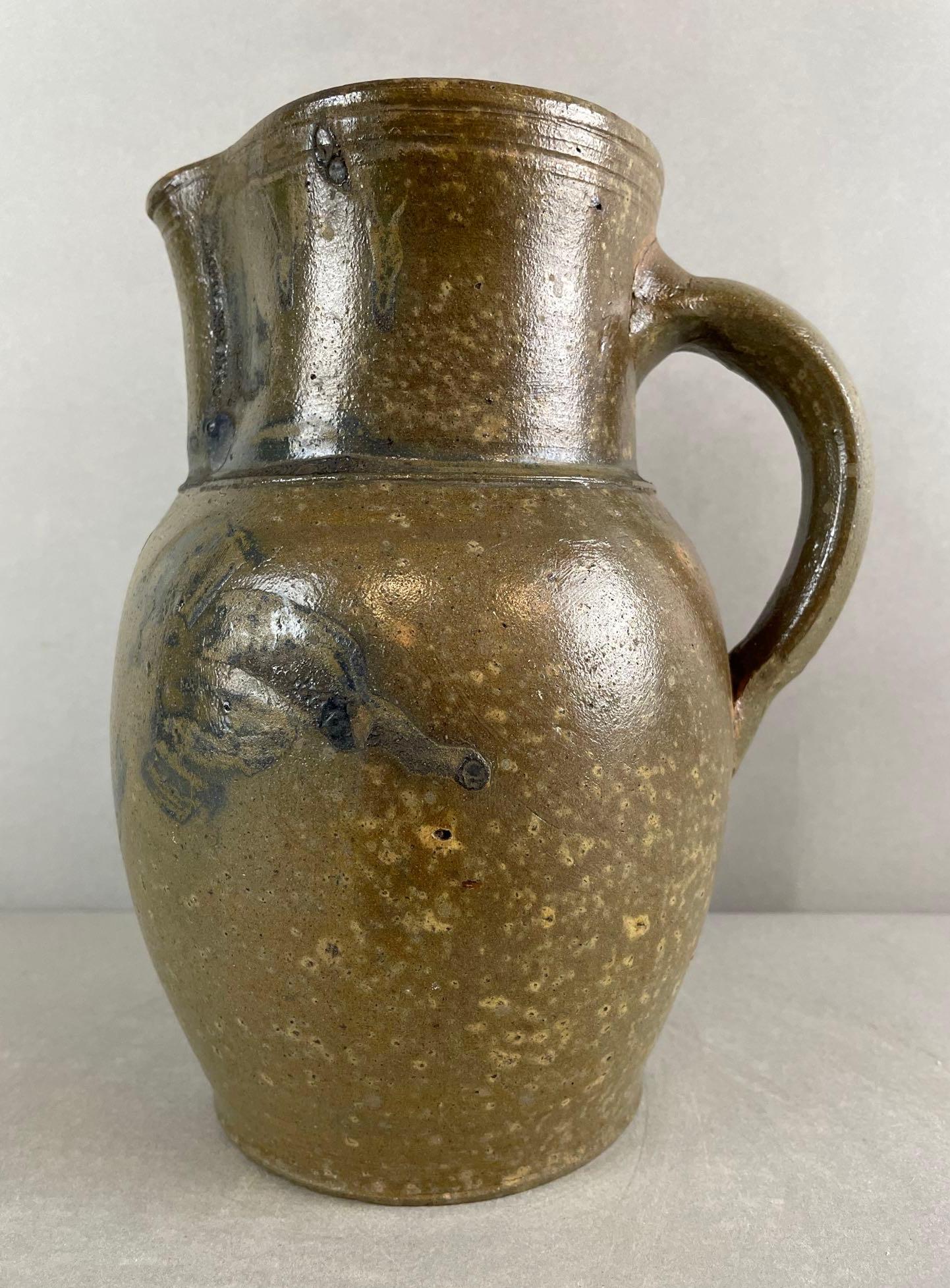 Salt Glaze Stoneware Pitcher with Cobalt Flowers (1 of 8)