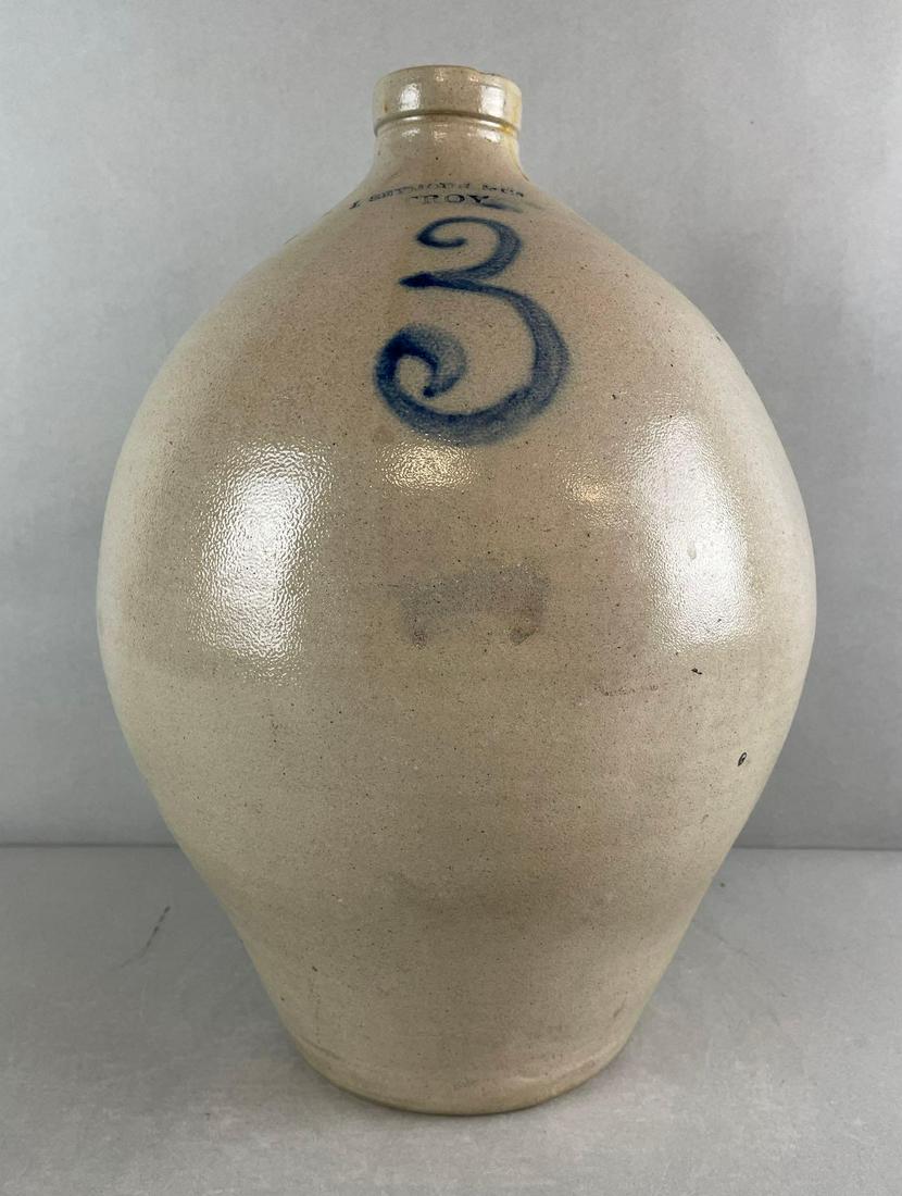 I. Seymour and Co. Troy NY 3 Gallon Salt Glaze Ovoid Jug (1 of 7)