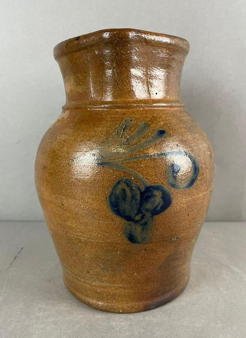 Salt Glaze Stoneware Pitcher with Cobalt Flower (1 of 7)