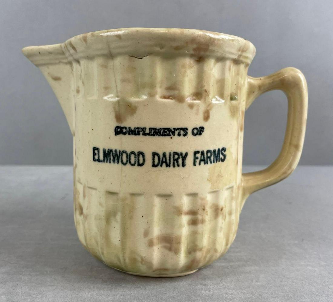 Elmwood Dairy Farms Clinton Iowa Spongeware Advertising Pitcher (1 of 5)