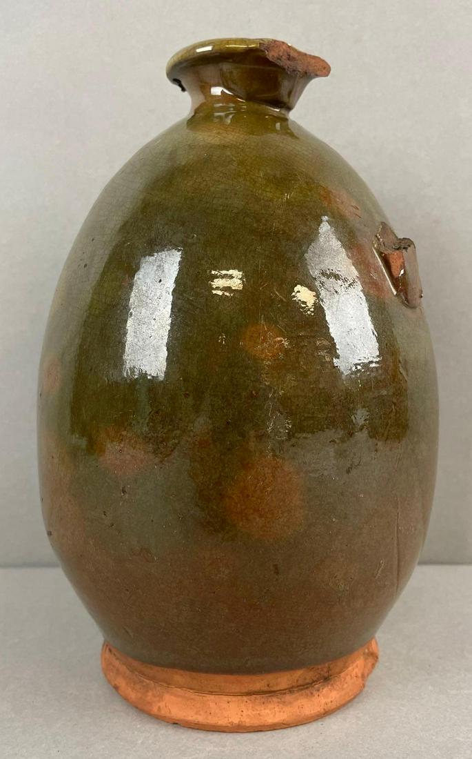 1/2 Gallon Green Glaze Redware Ovoid Jug (1 of 4)