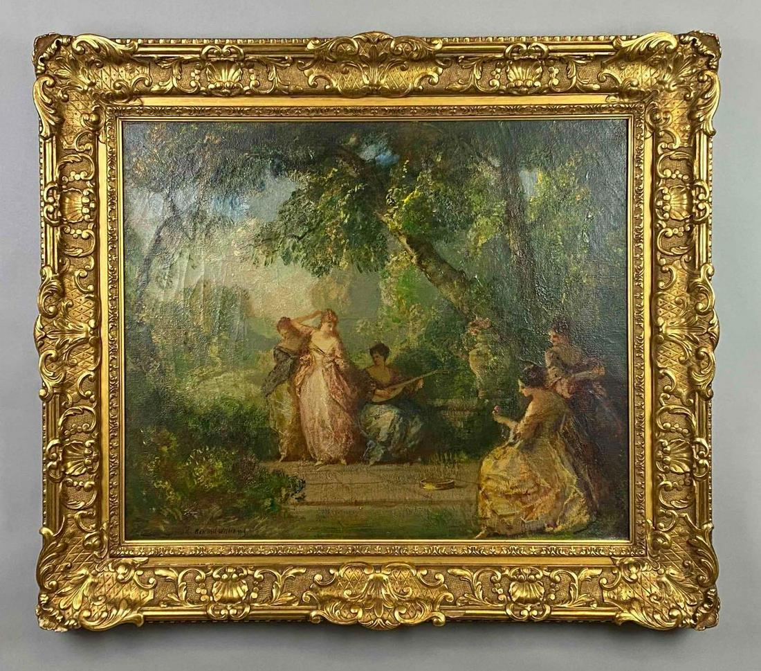 Fredrick Ballard Williams Summer Garden Scene Oil Painting on Canvas (1 of 4)