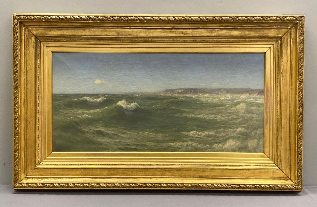 1897 Walter Shaw Ocean Landscape Oil Painting on Canvas (1 of 4)