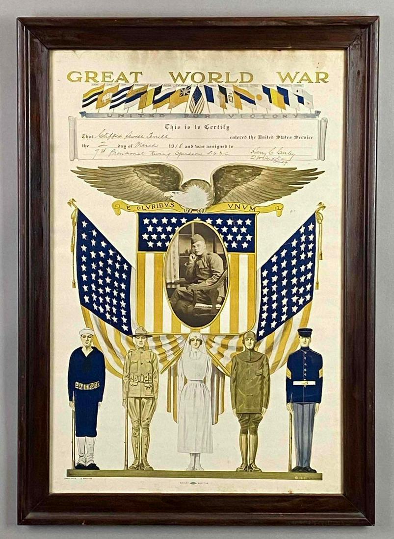 1918 Great Wold War Clifford Terrill Military Acceptance Certification (1 of 6)
