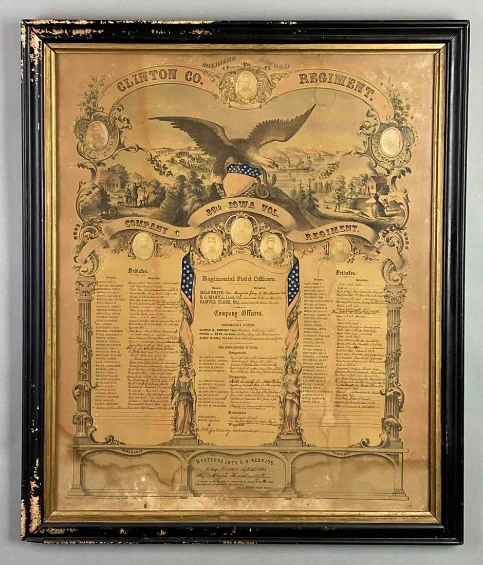 Civil War 1862 Iowa Regiment Soldiers Record Muster Roll Document with Photographs (1 of 5)