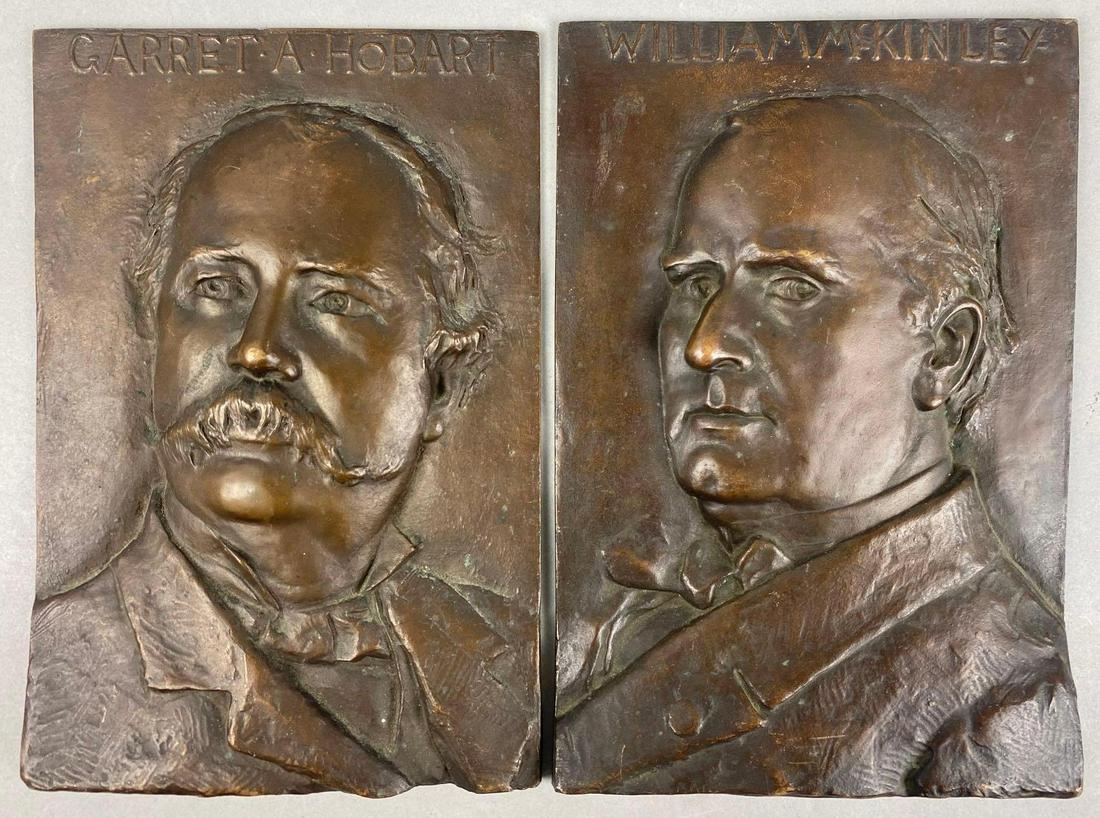 Group of 2 US William McKinley and VP Hobart Bronze Plaques (1 of 7)