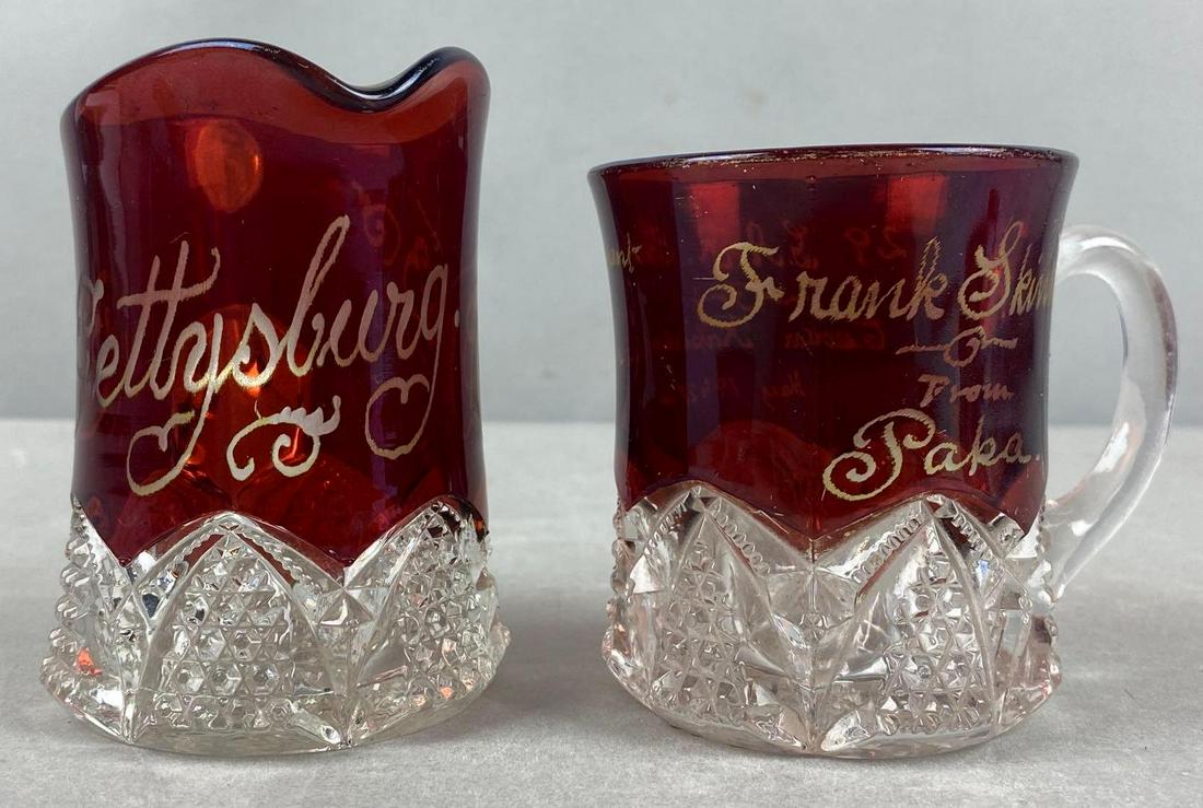 Group of 2 Antique Ruby Flash Cup and Creamer (1 of 5)