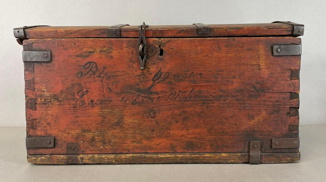 Antique Small Wood Immigrant Travel Trunk (1 of 7)