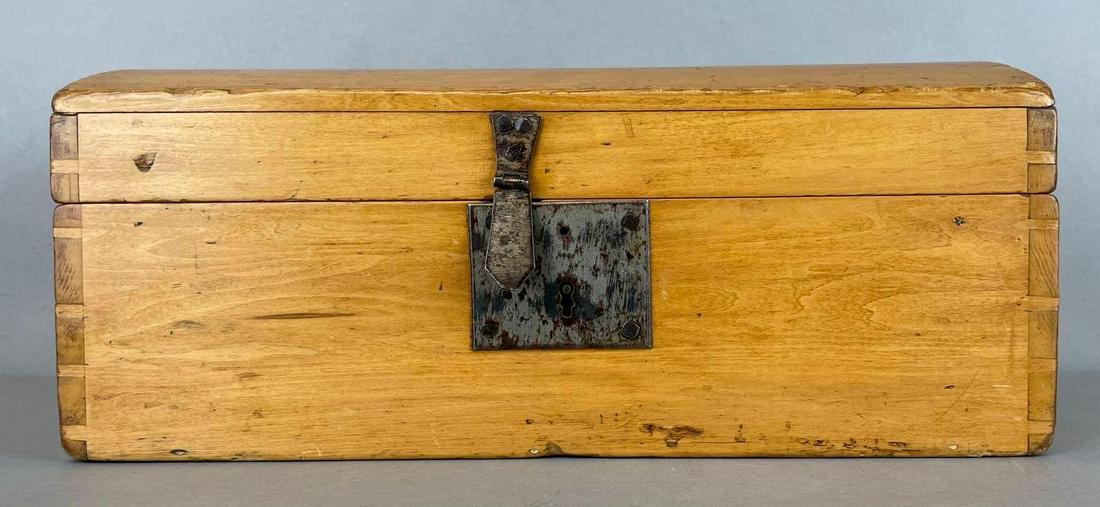 Antique Pine Wood Dome Top Trunk (1 of 7)