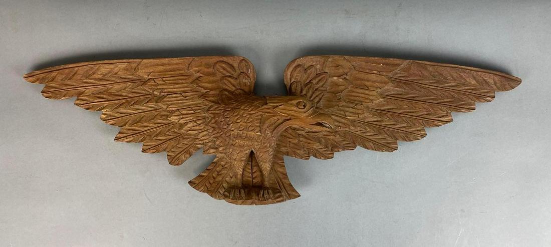 Patriotic Carved Wood Eagle Plaque (1 of 2)