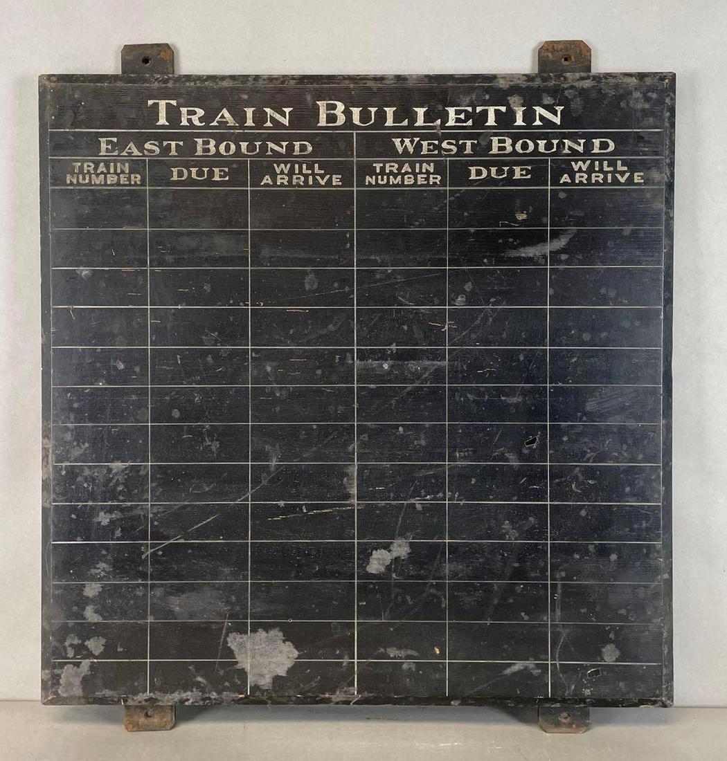 Vintage Wood Train Depot Bulletin Chalkboard Sign (1 of 2)