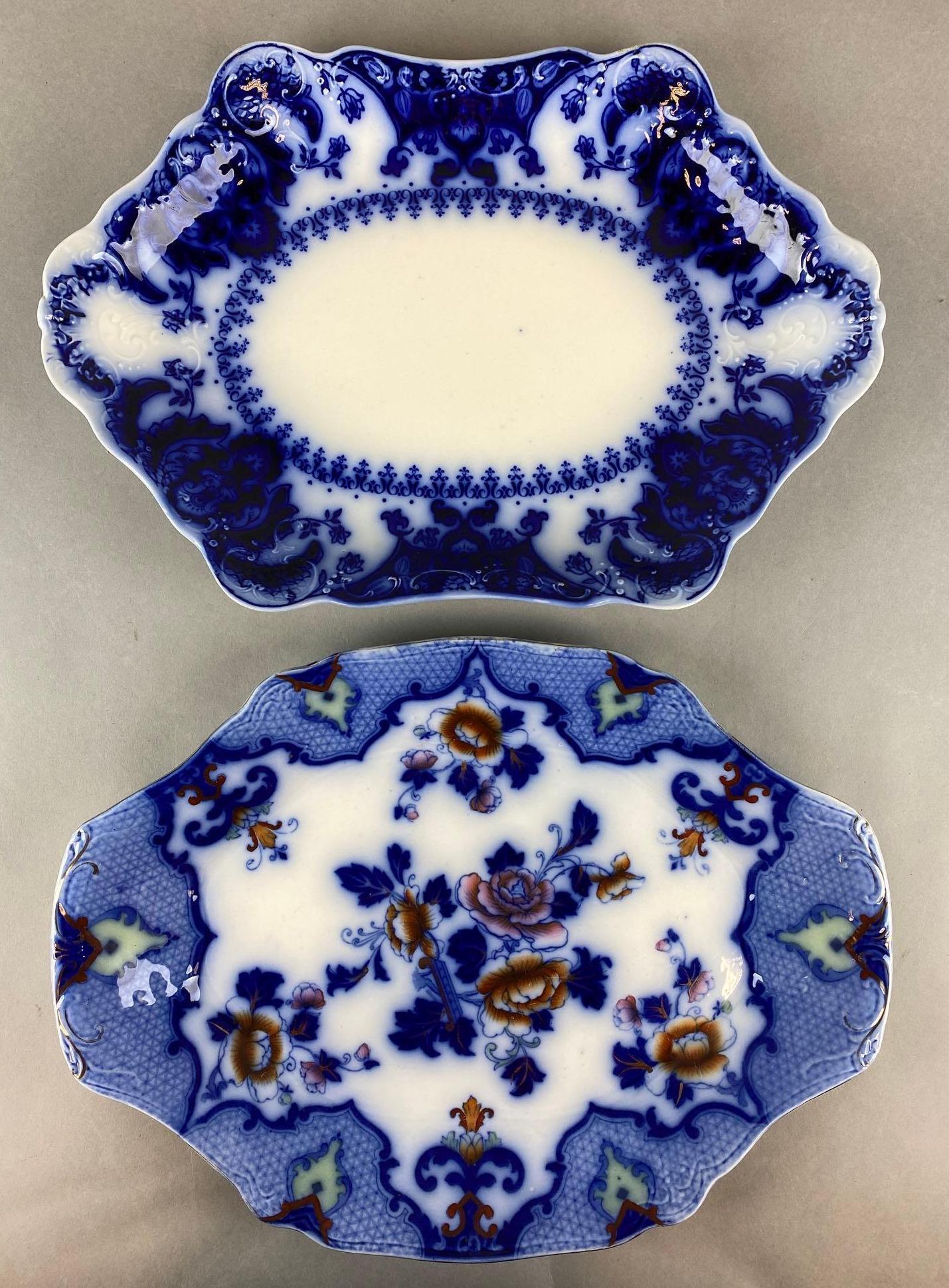 Group of 2 Antique Flow Blue Porcelain Platters (1 of 5)