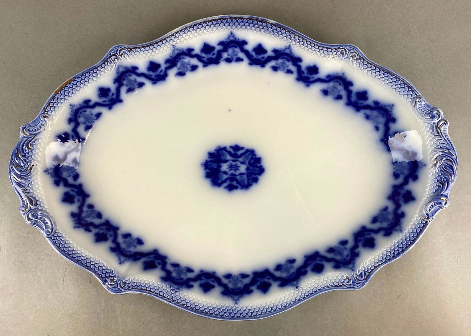Antique Porcelain Flow Blue  Transferware Platter (1 of 4)