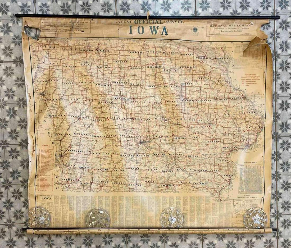 1930 Latest Official Survey Map Of Iowa