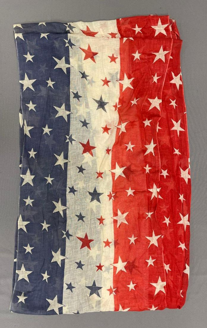 Antique U.S. Patriotic Stars and Stripes Toile Bunting Material: Measures 22 x 312 inches