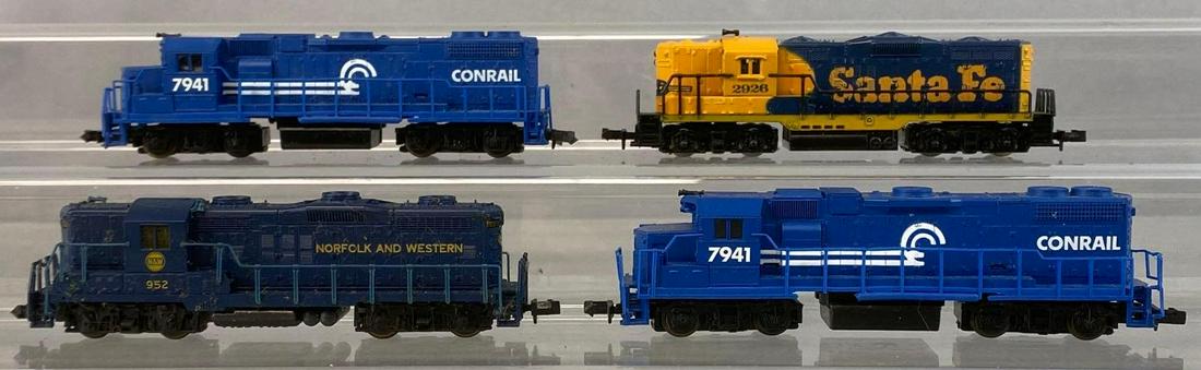 Group of 4 N Scale Diesel Locomotives: Untested, Includes Life-Like No. 7941, No. 952, No. 7941, and Atlas No. 2926, Largest box measures 1 3/4 x 7 1/2 x 1 1/4in.