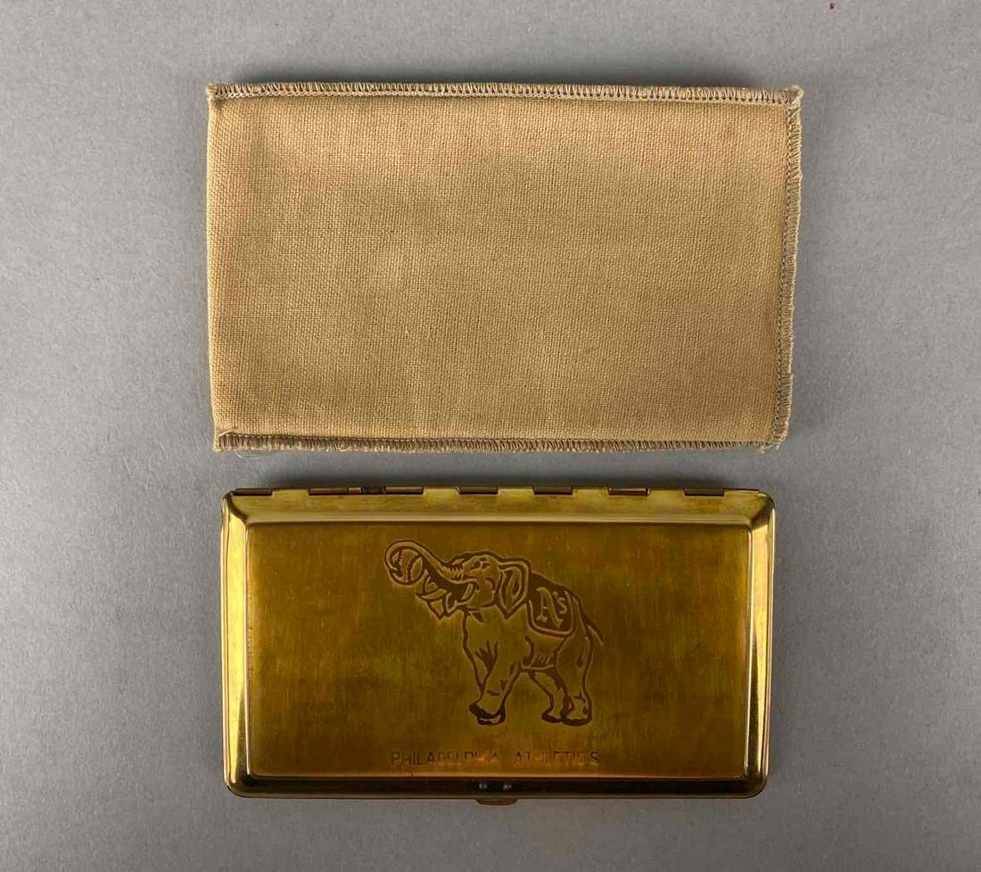 1950 Philadelphia Athletics Cigarette Case with Original Cloth Carrying Case (1 of 4)