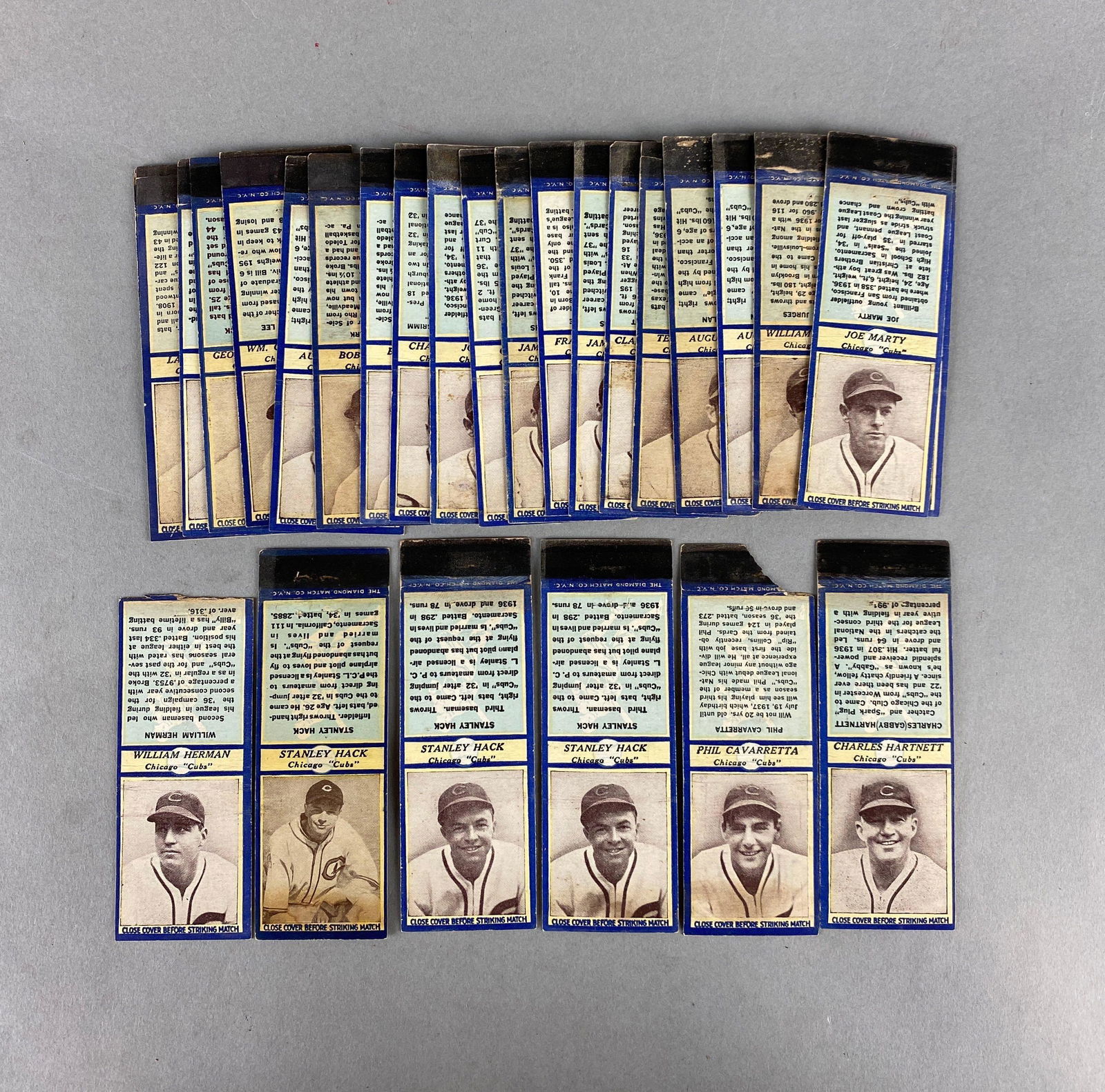 28 - 1930s Diamond Matchbook Chicago Cubs - Blue Covers with Stars (1 of 2)