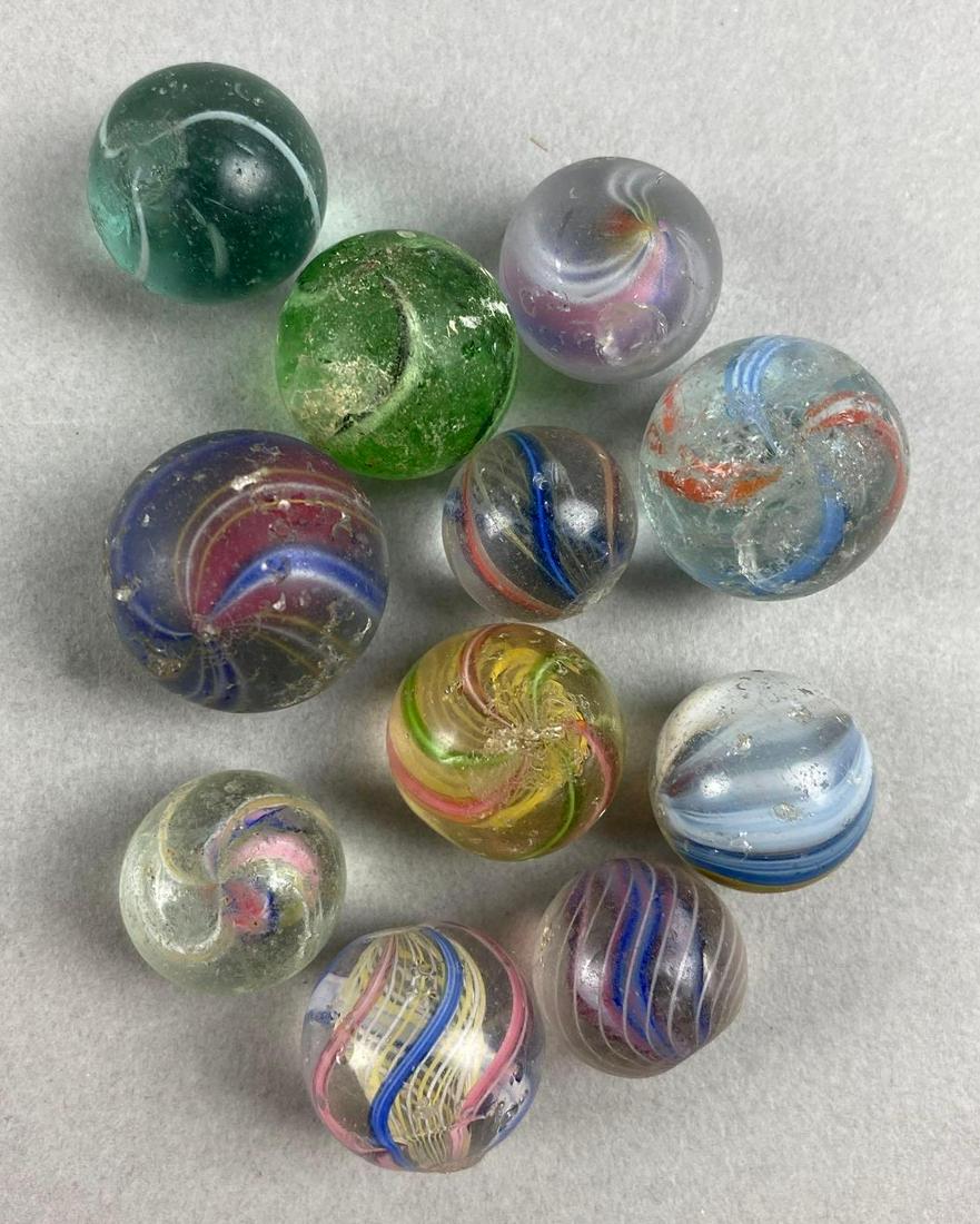 Group of 11 Multicolored Swirl Marbles (1 of 3)