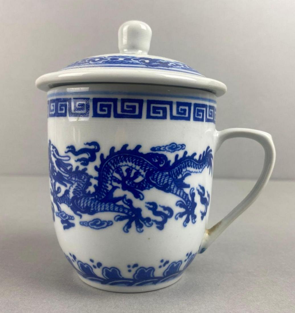 Porcelain Dragon Lidded Tea Mug: 5 1/2 x 3 1/2 x 3 1/2 inches
