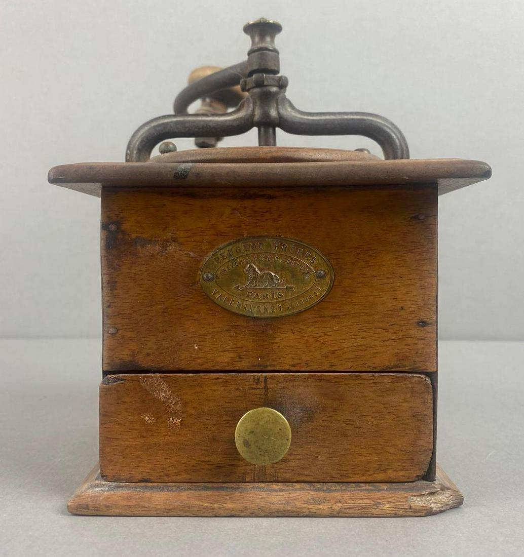 Peugeot Freres Valentigney Coffee Grinder: Paris. 7 1/2 x 5 1/4 x 5 1/4 inches