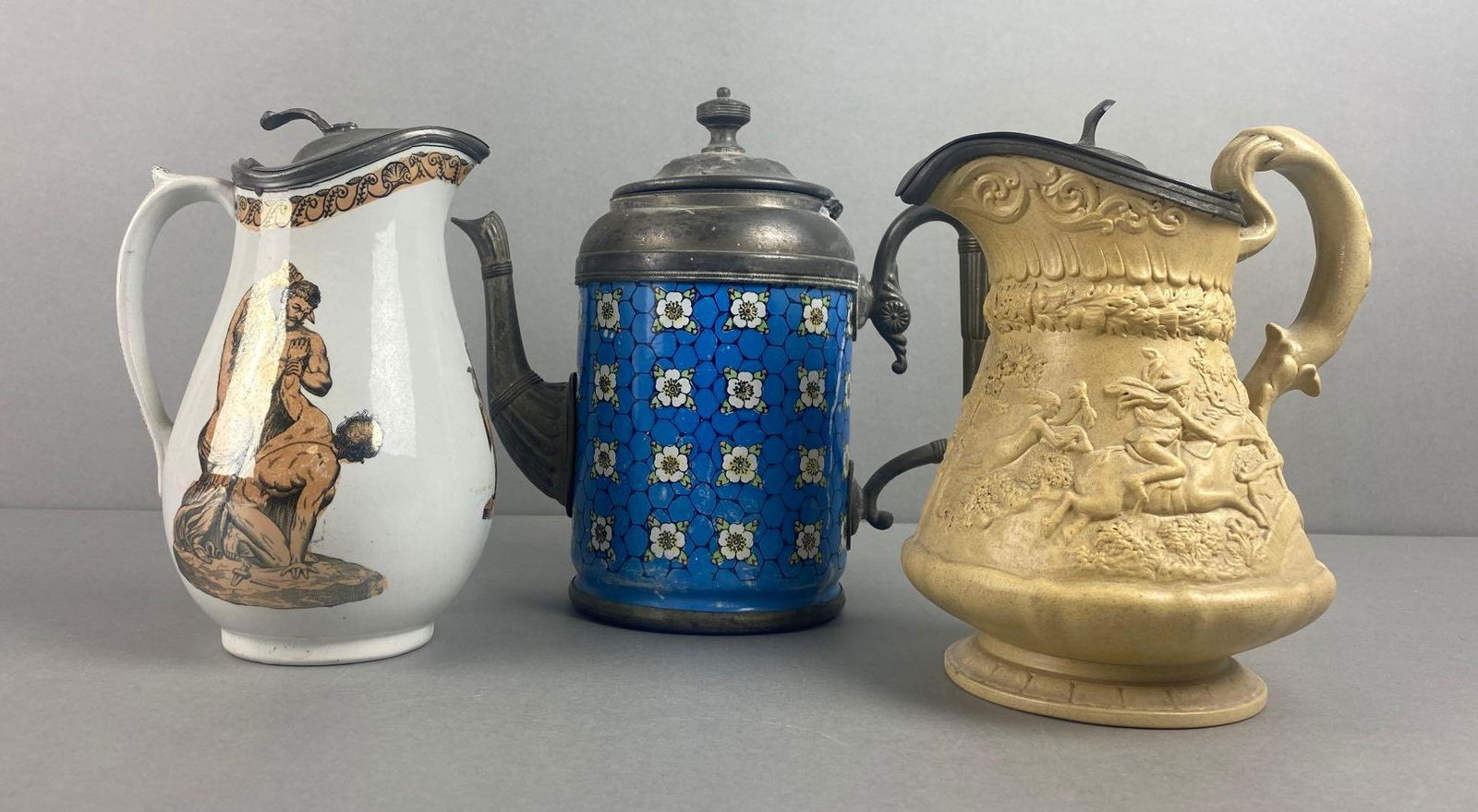 Group of 3 Assorted Stoneware and Porcelain Pitchers (1 of 6)