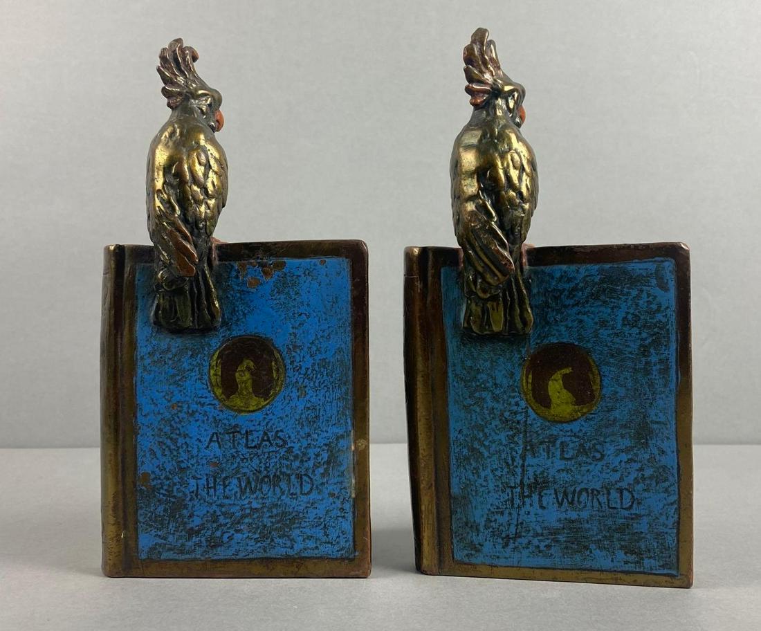 Pair of Parrot on Atlas of the World Pompeian Bronze Bookends (1 of 6)