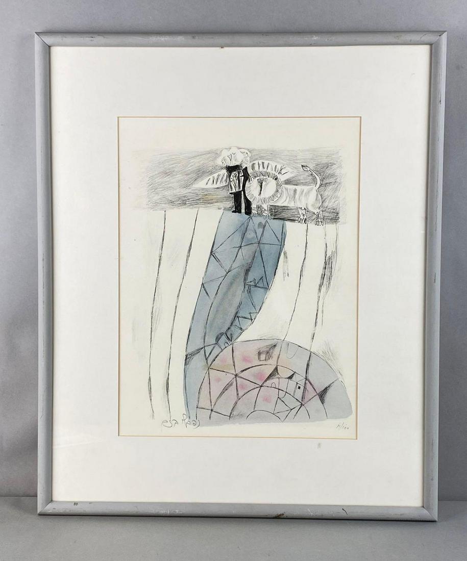 1969 Naftali Bezem Beast and Man Hand-Colored Lithograph (1 of 5)