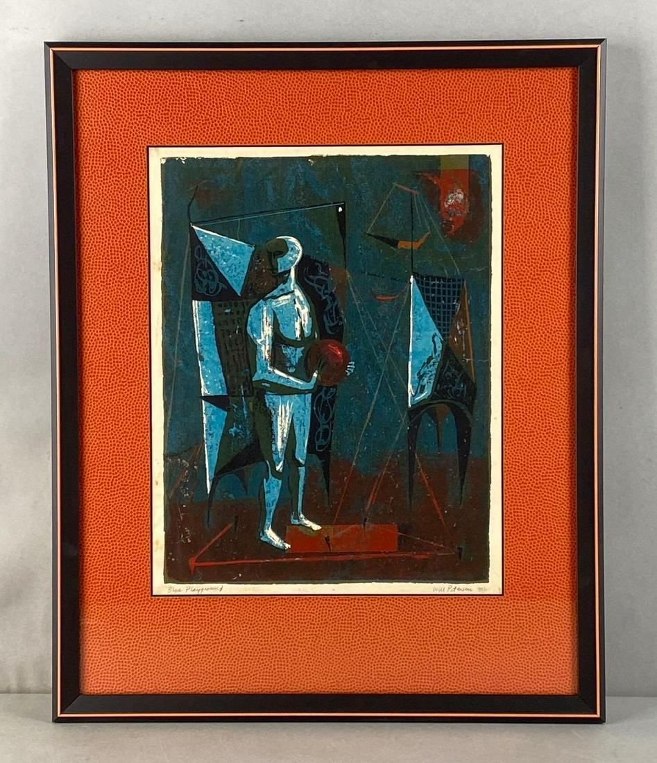 1951 Will Petersen Blue Playground Lithograph Print (1 of 5)