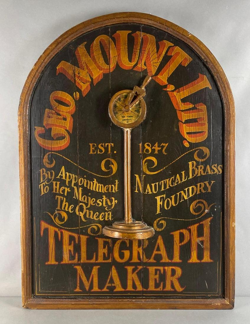 Reproduction Geo. Mount. LTD. Telegraph Maker Wood Advertising Sign (1 of 3)