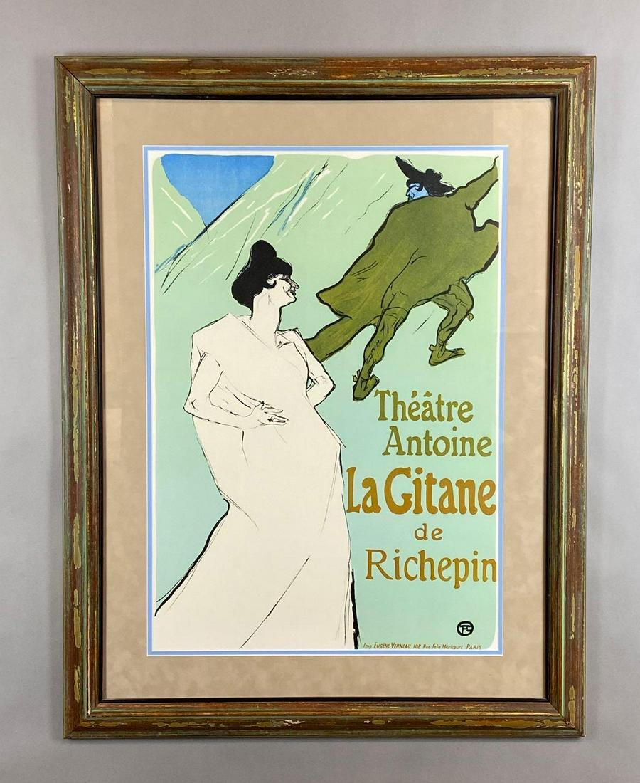Henri Dr Toulouse La Gitan de Richepin Print: Frame measures 35 x 27 1/2in, Print measures 26 1/2 x 18 1/2in.