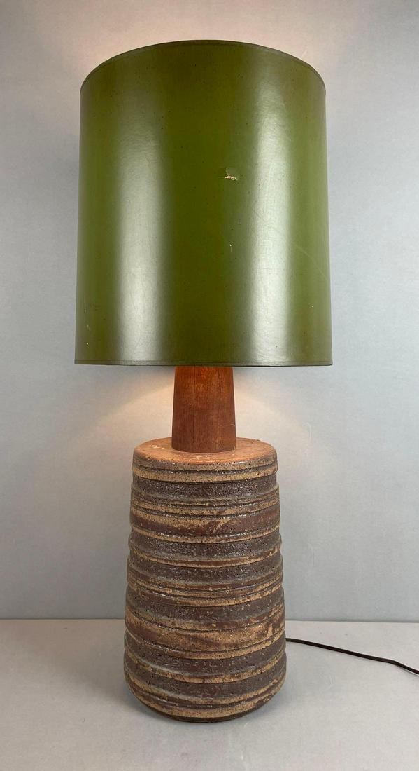 Vintage Stoneware and Wood Table Lamp (1 of 6)