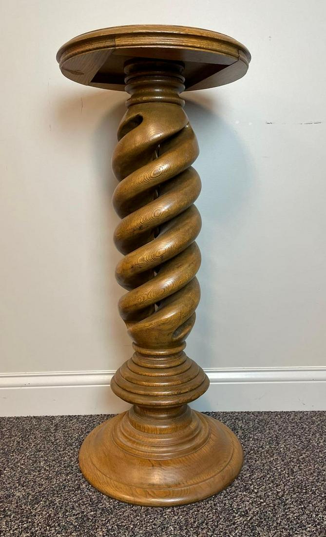 Beautiful Oak Helix Style Carved Pedestal Table (1 of 3)
