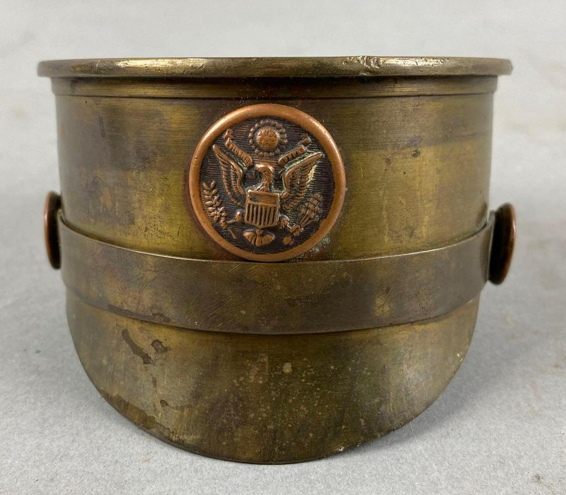 US Military Trench Art Hat Desk Paper Weight: Ammunition Shell. 2 1/4 x 3 1/2 x 4 inches
