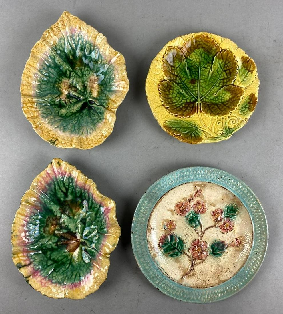Group of 4 Majolica Floral Pattern Plates (1 of 6)