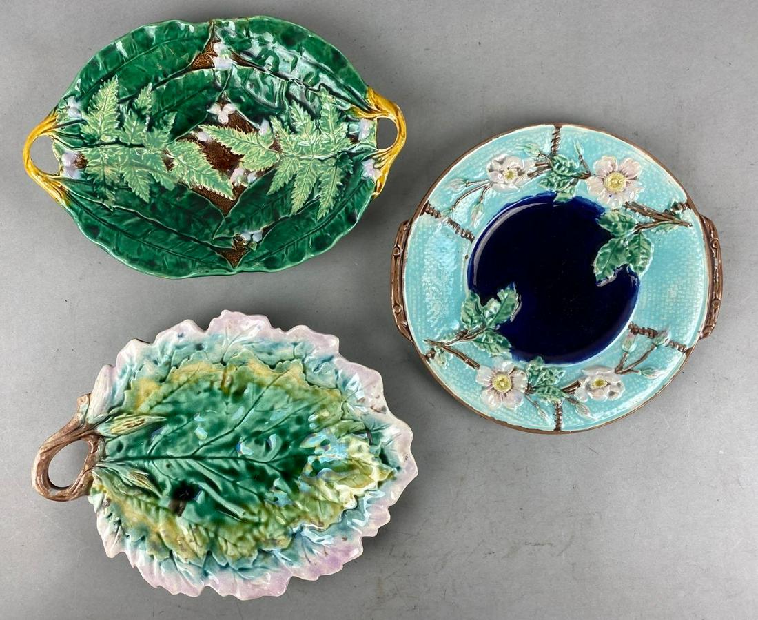 Group of 3 Majolica Leaf Plates (1 of 5)