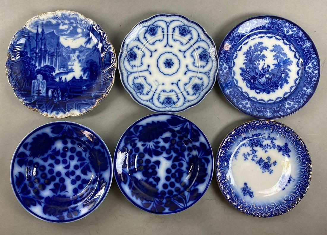 Group of 6 Flow Blue Porcelain Plates (1 of 6)
