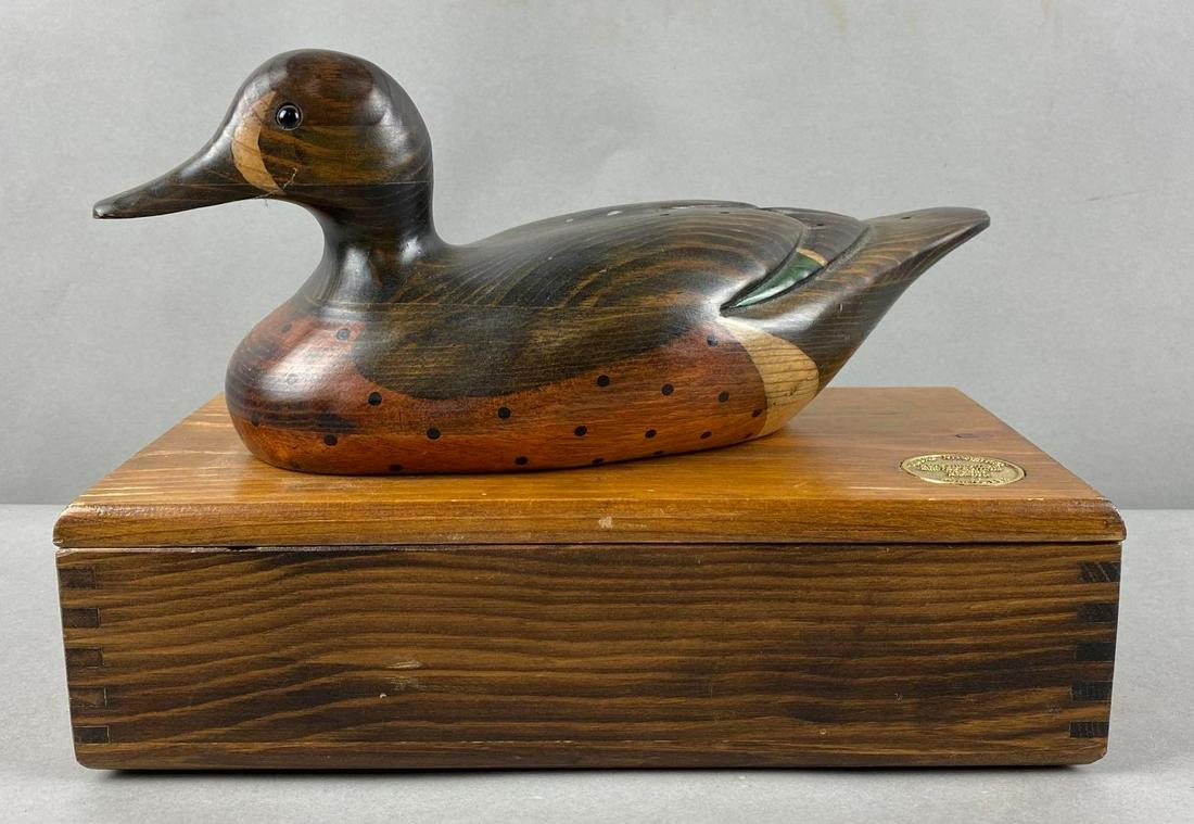 Ducks Unlimited Tom Taber Blue Wing Teal Limited Edition Wood Duck Decoy Box (1 of 7)