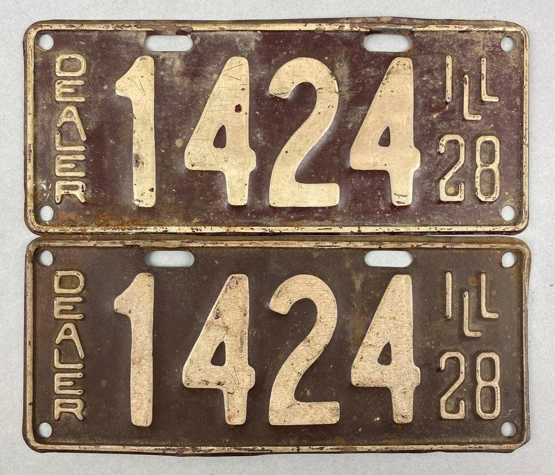 Pair Of 1928 Illinois Dealer License Plates